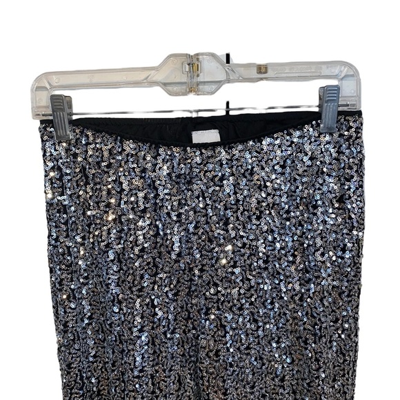 Festive Silver sequin legging statement pants holiday attire christmas NYE Glam - Picture 5 of 8